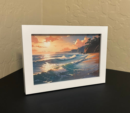 waves - natural light - 4”x6” canvas style artwork print *frame not included*