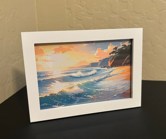 waves - bright light - 4”x6” canvas style artwork print *frame not included*